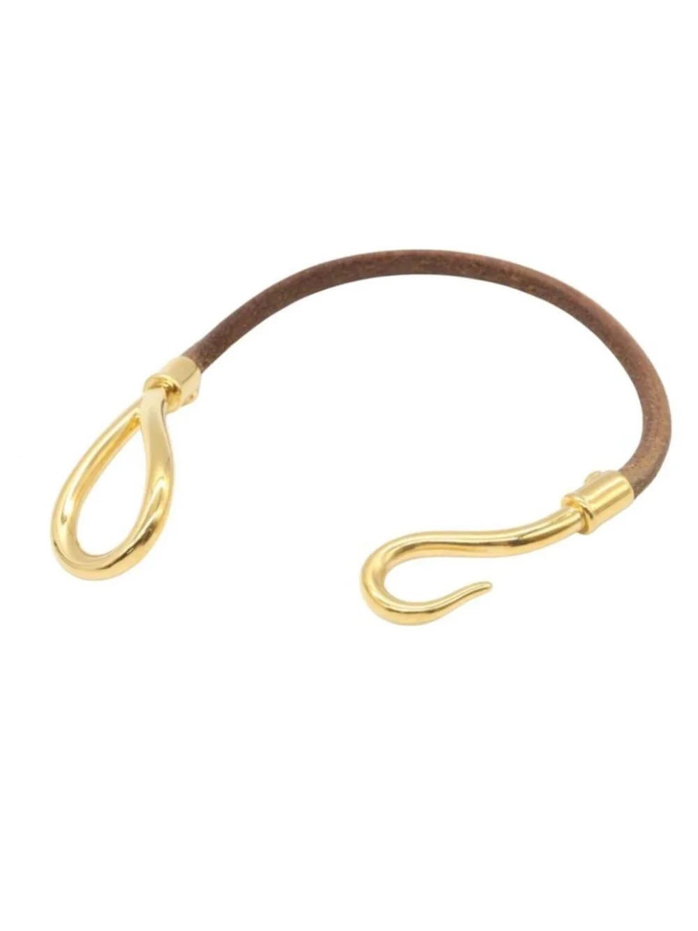 Hermes Jumbo Bra Gold Leather Bracelet